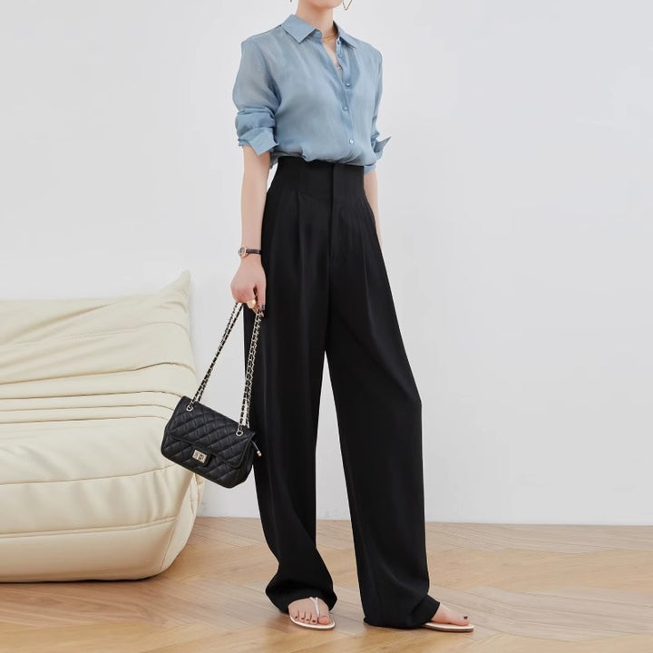 Damen Elegante und lässige High-Waist Stoffhose Drune
