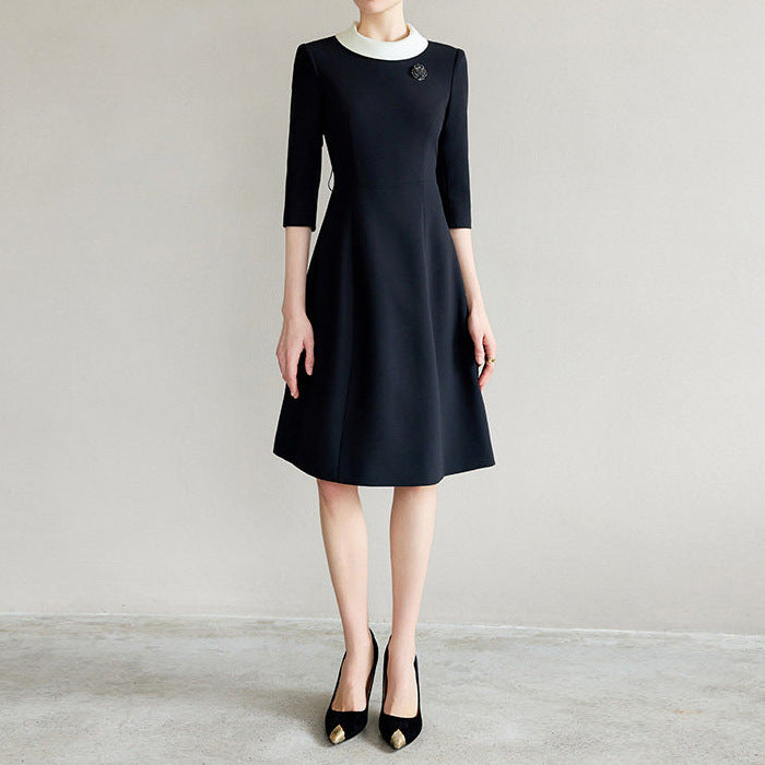 Damen Elegantes Midikleid mit Taillengürtel Drune