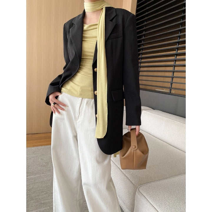 Damen eleganter Oversized Blazer mit strukturiertem Gewebe Drune