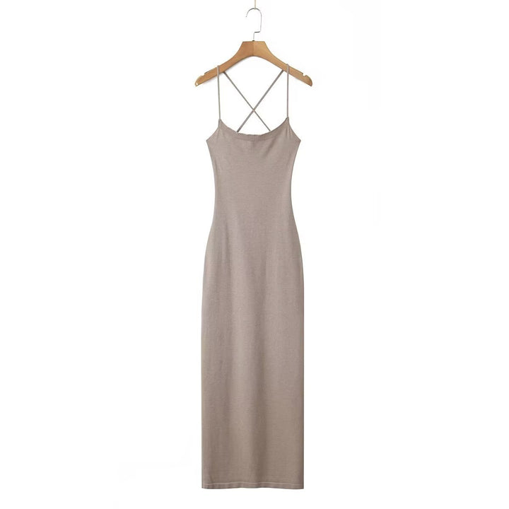 Damen lässiges Maxikleid mit verstellbaren Trägern und elegantem Rücken Drune