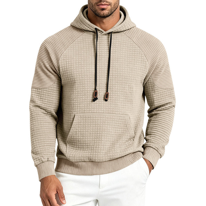Herren Strukturierter Kapuzenpullover aus Waffeljersey mit Kängurutasche und Raglanärmeln Drune