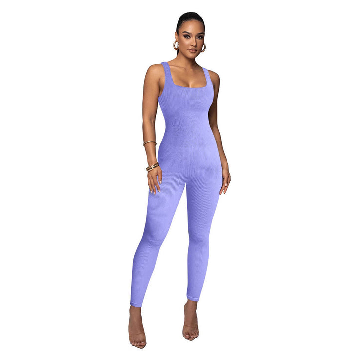 Damen Figurbetonter Strick-Jumpsuit mit Quadrat-Ausschnitt Drune