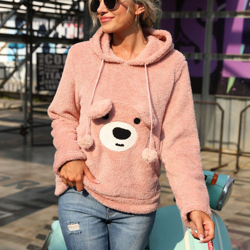 Damen Kuscheliger Hoodie mit tierischem Motiv Drune