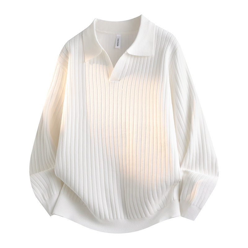 Damen Eleganter Grobstrickpullover mit Kragen Drune