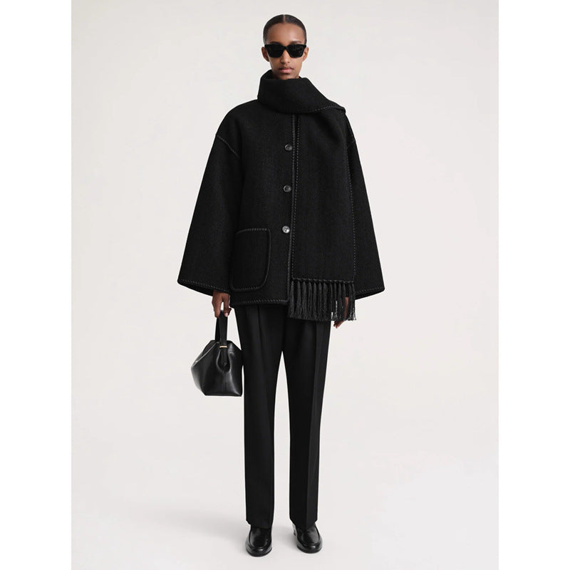 Damen elegante und vielseitige Wolle Poncho Drune