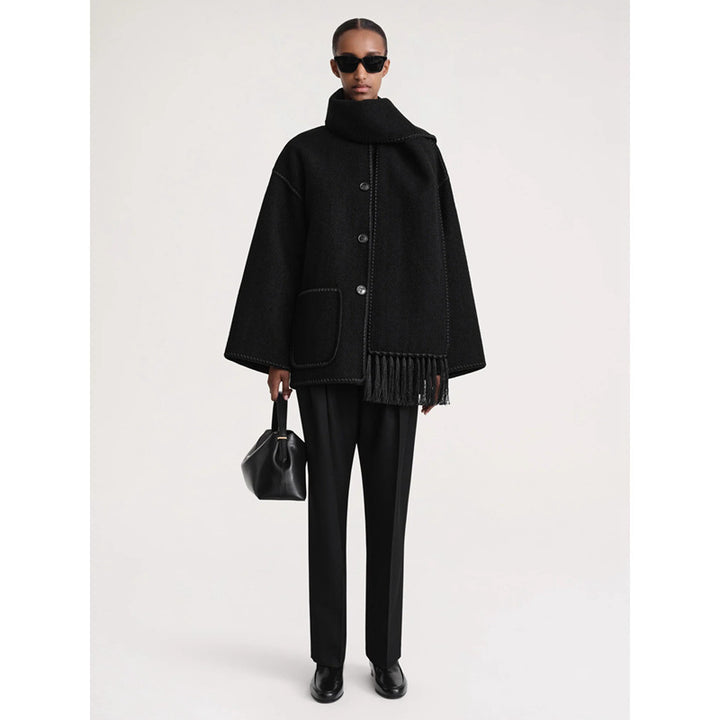 Damen elegante und vielseitige Wolle Poncho Drune