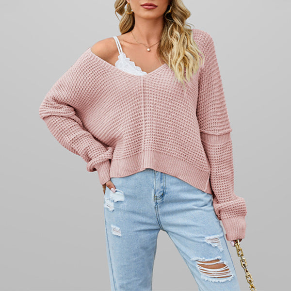 Damen lässiger Pullover im strukturierten Waffelmuster Drune
