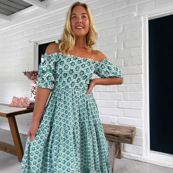 Damen Maxikleid mit charmanten Rüschendetails Drune