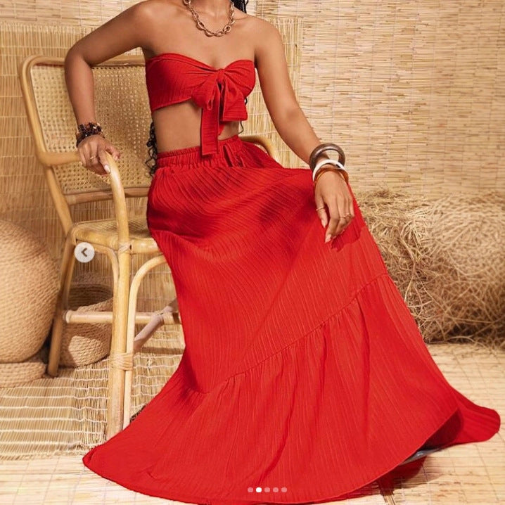 Damen Bandeau Zweiteiler mit weitem Rock Drune