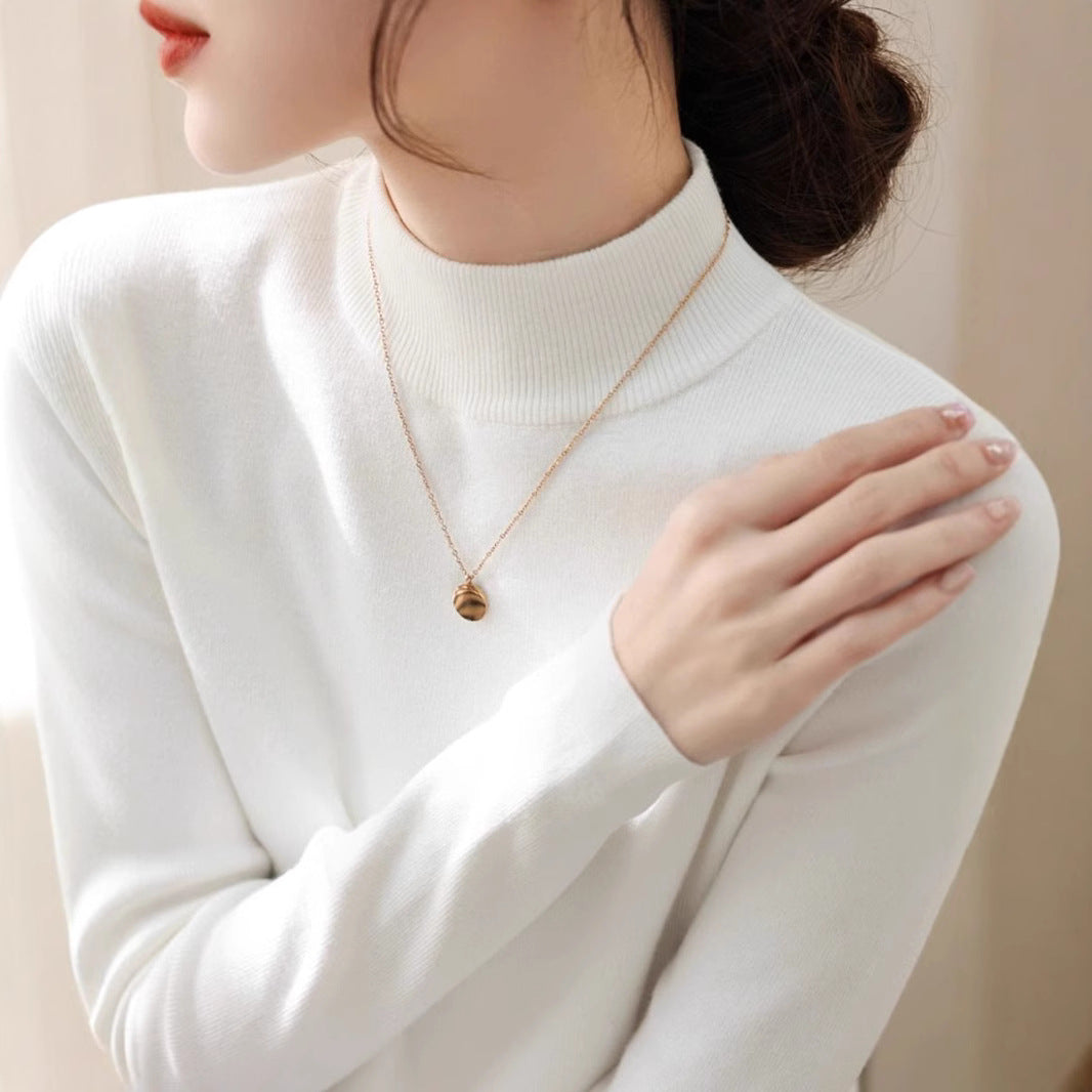 Damen eleganter Rollkragenpullover aus hochwertigem Baumwollmix Drune