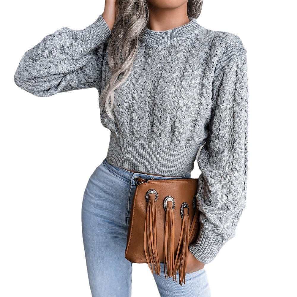 Damen Strickpullover mit Zopfmuster und leicht tailliertem Schnitt Drune