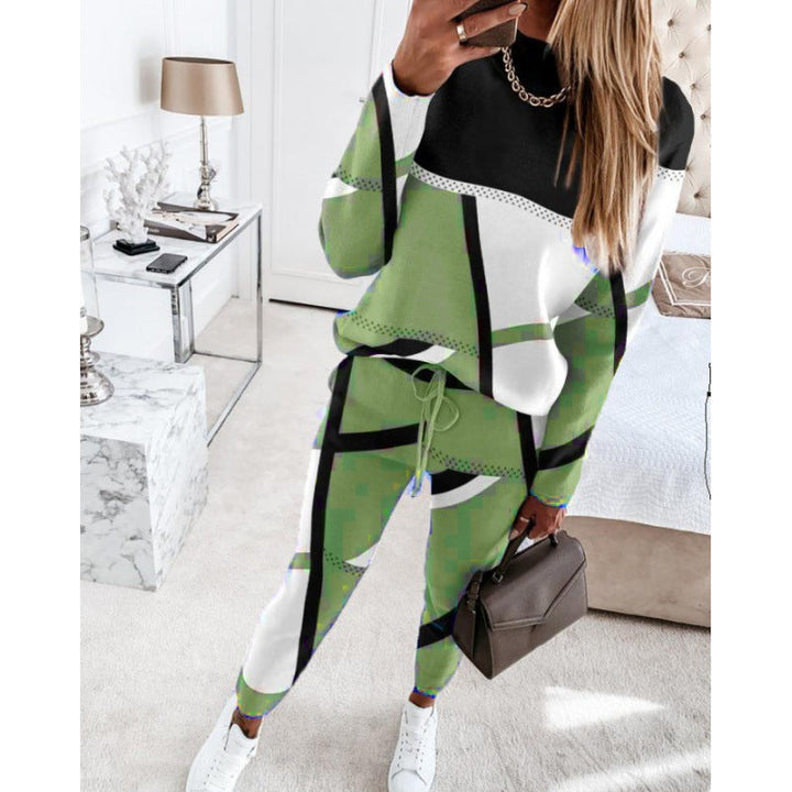Damen trendy Sweatanzug mit grafischem Muster Drune