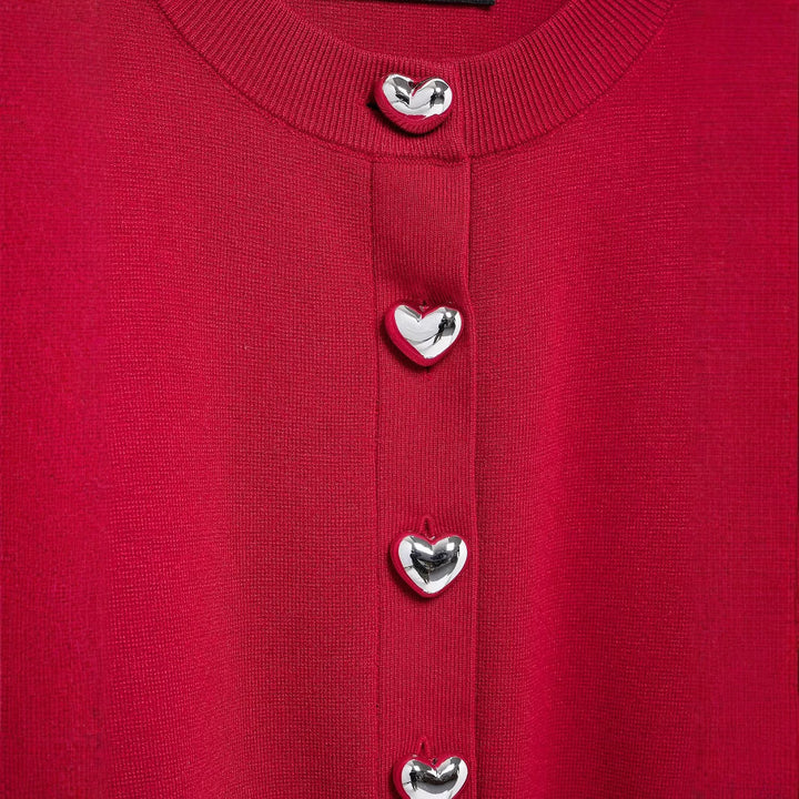 Damen Gemütlicher Kurzer Cardigan mit Herzknöpfen Drune
