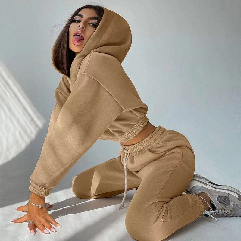 Damen sportliches und lässiges Hoodie-Set mit weitem Schnitt Drune