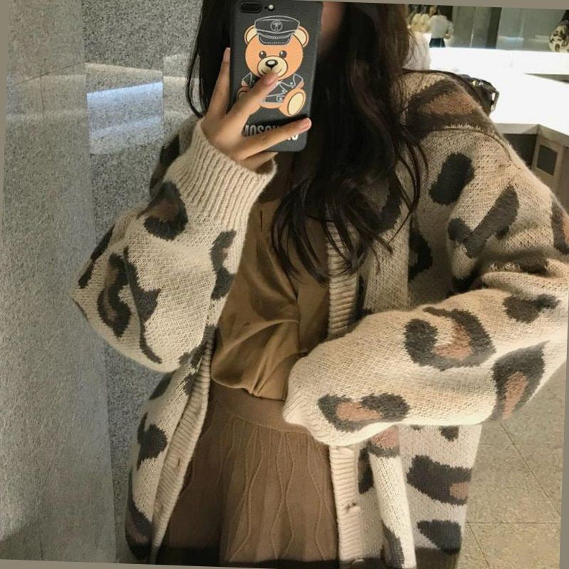 Damen Strickjacke im Leopardenmuster Drune