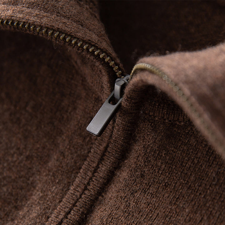 Damen Feiner Half-Zip-Pullover mit großzügigem Umschlagkragen und slimem Schnitt Drune
