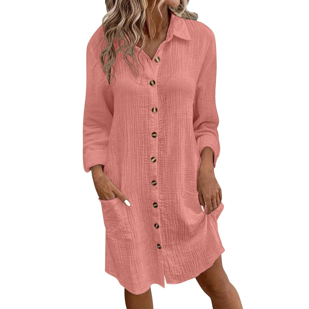 Damen Hemdkleid mit Knopfdetail und praktischen Taschen Drune