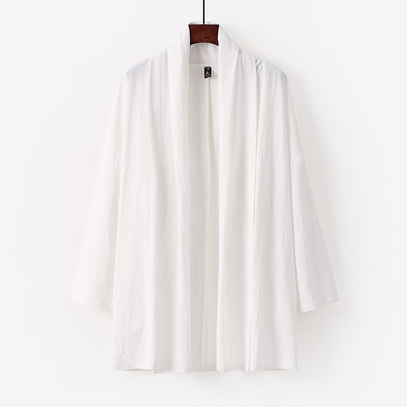 Unisex Offene Kimono-Cardigan aus leichter Baumwoll-Leinen-Mischung Drune