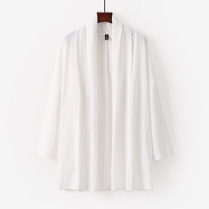Unisex Offene Kimono-Cardigan aus leichter Baumwoll-Leinen-Mischung Drune
