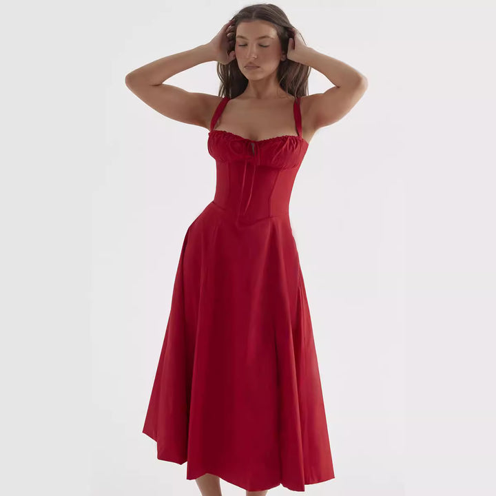 Damen Midikleid aus feinem Baumwollstoff mit romantischem Blumenmuster Drune