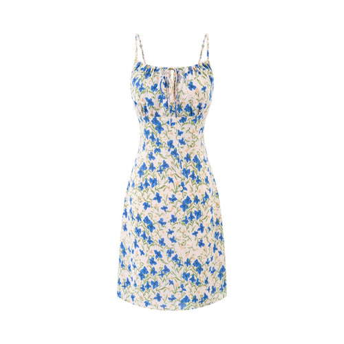 Damen Sommerliches Kleid mit verstellbaren Spaghettiträgern und floralem Design Drune