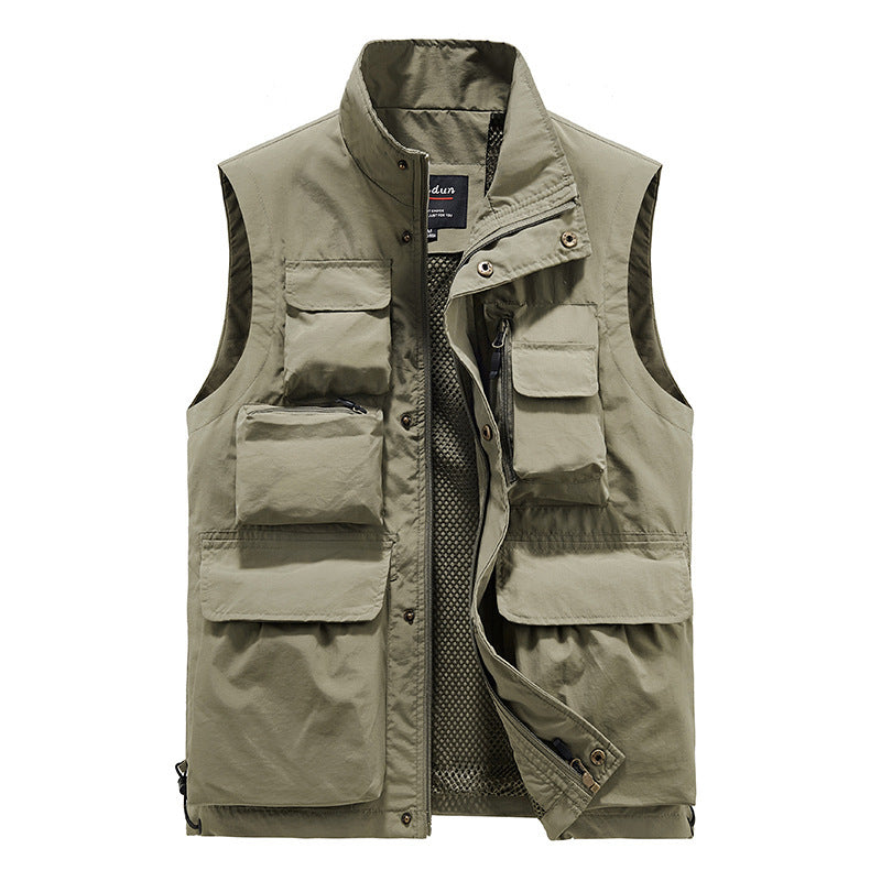 Herren Multifunktionale Utility-Weste mit Mehrfachtaschen und atmungsaktivem Meshfutter Drune