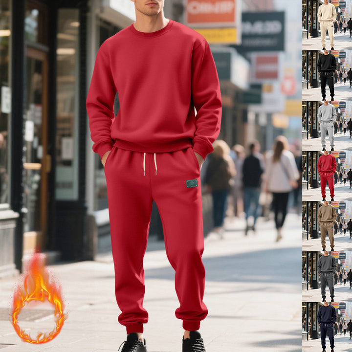 Herren lässiger Sweat-Anzug mit elastischem Bund und Kängurutaschen Drune