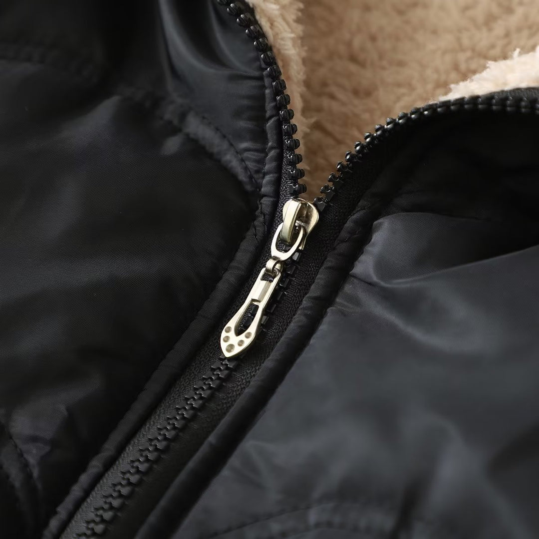 Damen nan gesteppte Kapuzenjacke mit Teddyfutter, durchgehendem Reißverschluss und seitlichen Eingrifftaschen Drune