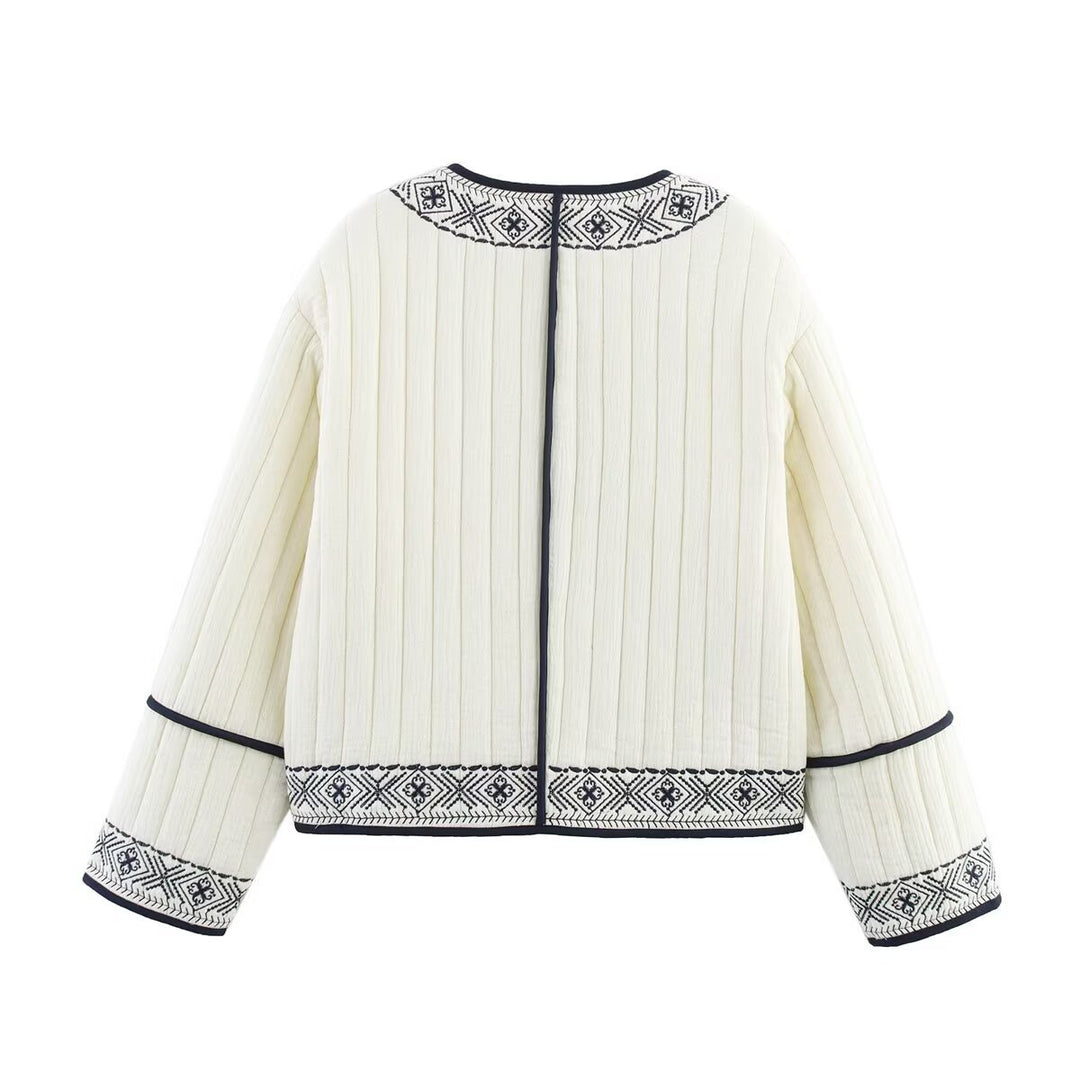 Damen elegante Quilted-Jacke mit filigraner Stickerei Drune