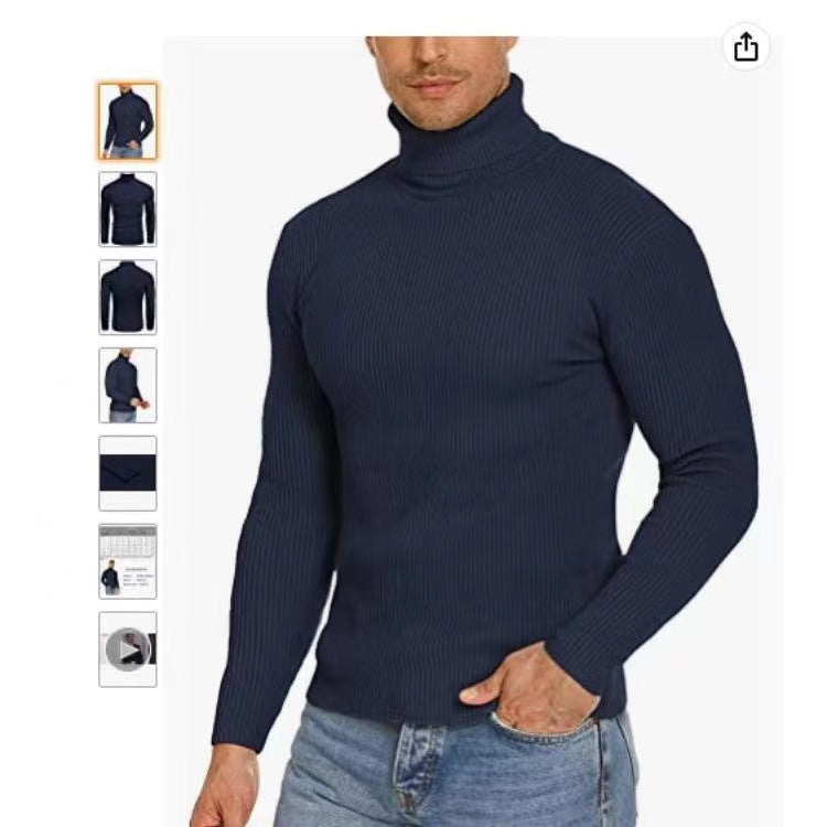 Herren Stehkragen Pullover aus ribbeltem Strick Drune