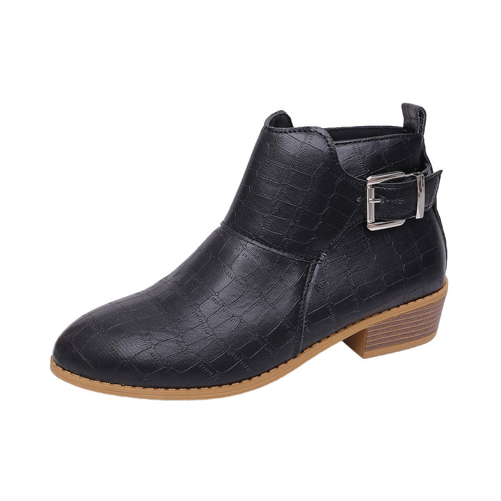 Damen Mode Stiefeletten mit Schnallen-Detail Drune