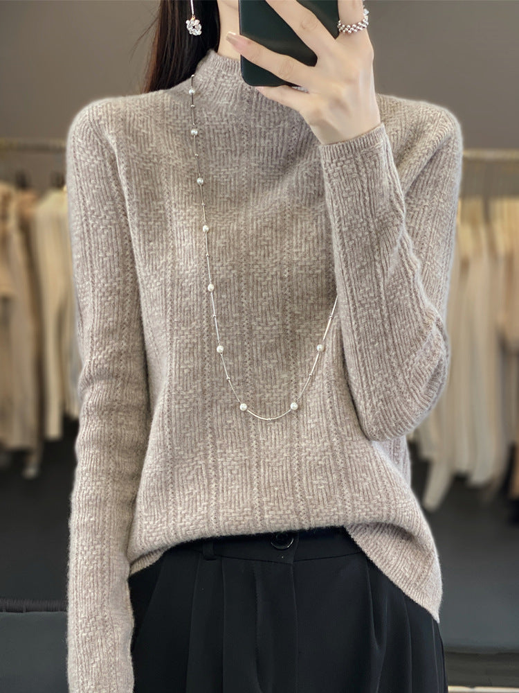 Damen Strukturierter Mockneck-Pullover aus kaschmirähnlicher Wollmischung Drune
