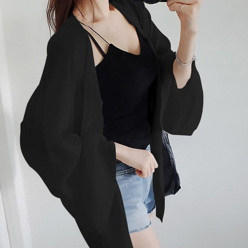 Damen elegante Kimonojacke mit lockerem Schnitt und aufwendig gestalteten Ärmeln