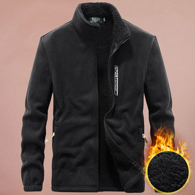 Herren Fleecejacke mit durchgehendem Reißverschluss, Stehkragen und Eingrifftaschen Drune