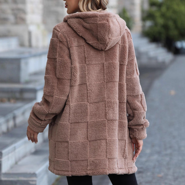 Damen Plüsch-Hoodiejacke mit reißfestem Reißverschluss und praktischen Taschen Drune