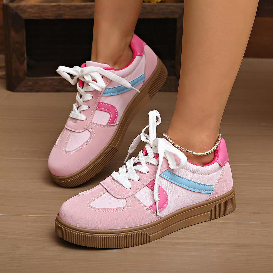 Damen niedrige Retro‑Sneaker aus Velours‑ und Textilmix mit profiliertem Gumsohle Drune
