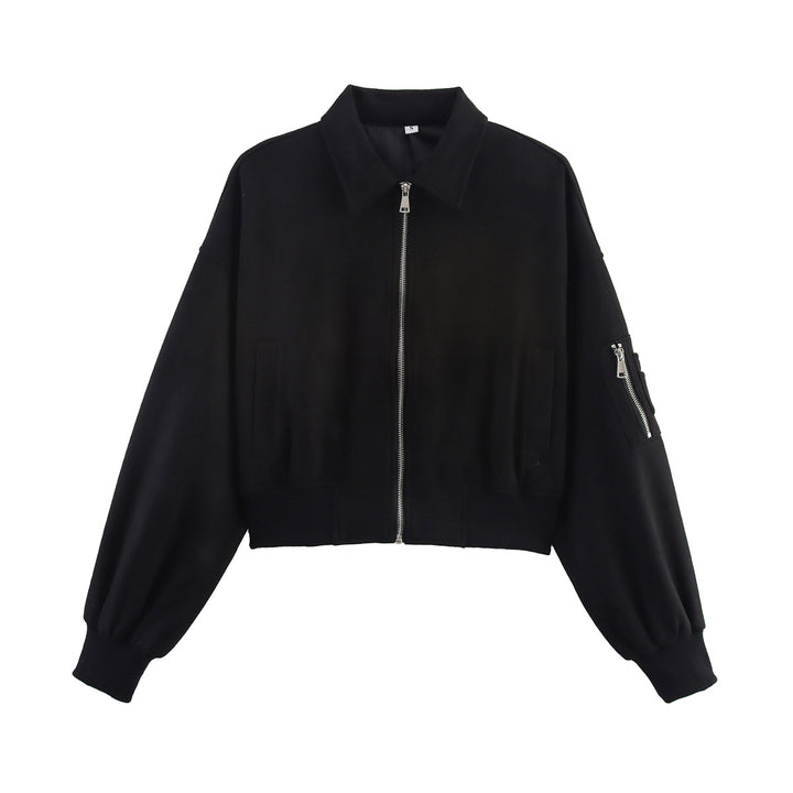 Damen modische Kunstlederjacke mit praktischen Taschen Drune