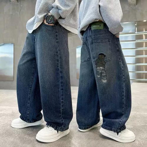 Unisex weite Denim-Hose mit einzigartigen Applikationen Drune