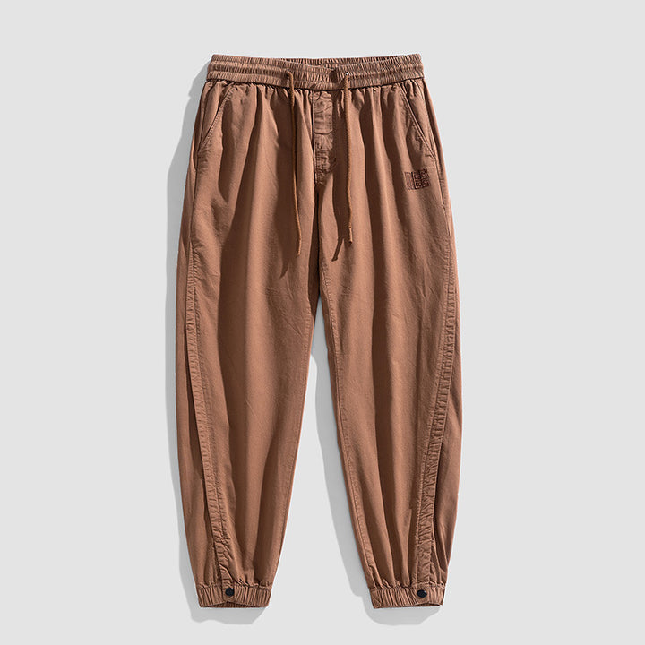 Herren Leichte Baumwoll-Joggerhose mit Elastikbund, Kordelzug und verstellbaren Knöchelbündchen Drune