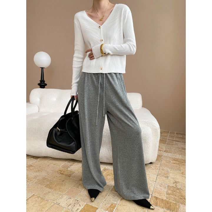 Damen lässiger Cardigan im Rippenstrick-Stil mit zarten Knöpfen Drune