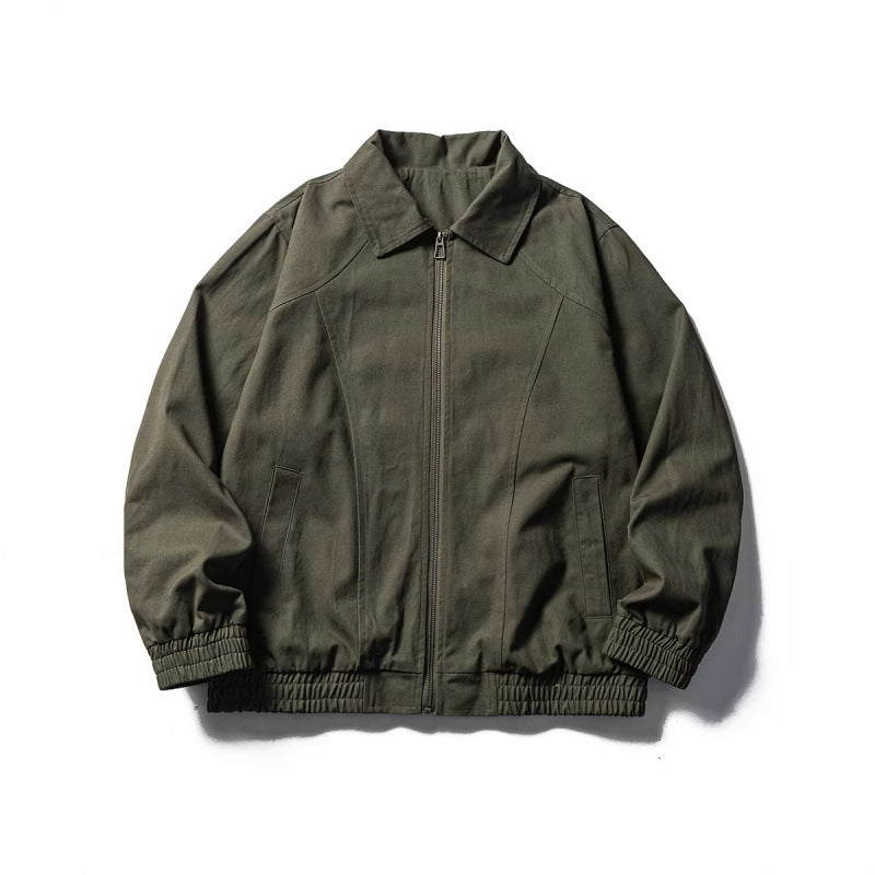 Herren Boxy-Fieldjacke im Utility-Look mit Stehkragen, durchgehendem Reißverschluss und elastischem Saum Drune