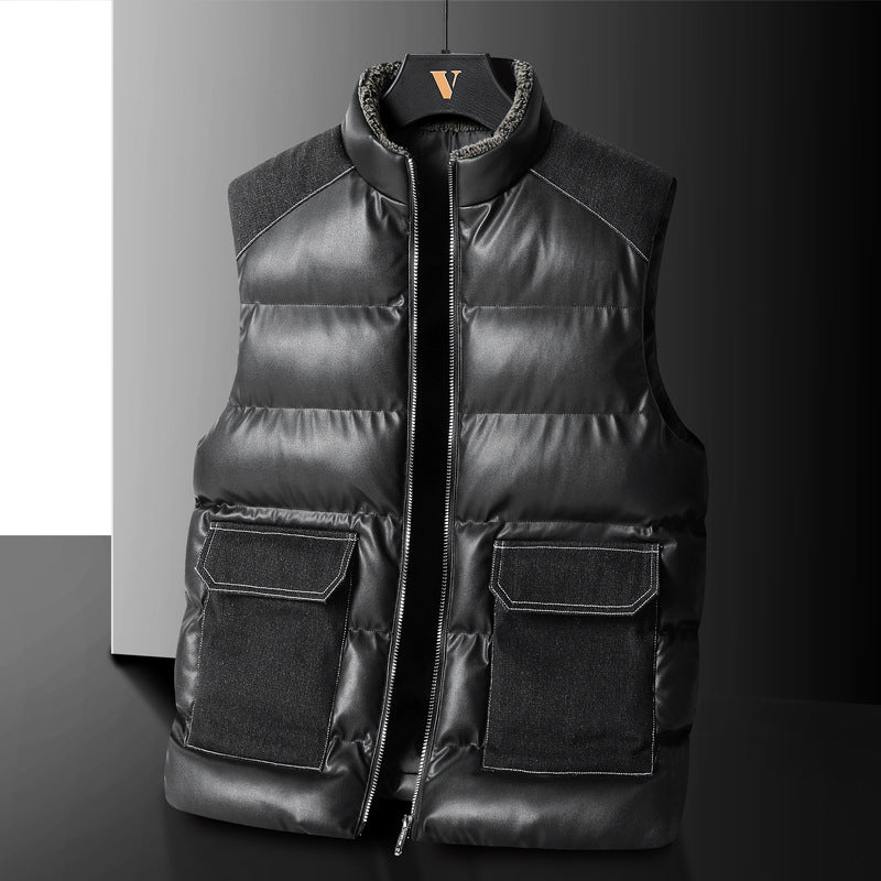 Herren Wattierte Steppweste mit Cargo‑Taschen und hohem Stehkragen Drune