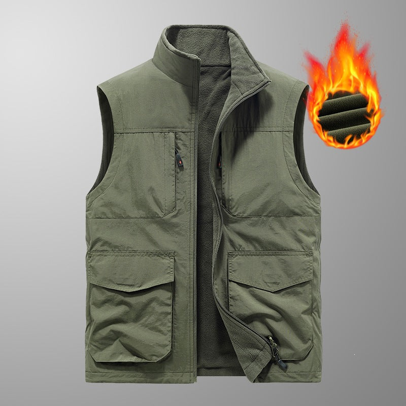 Herren Utility‑Weste mit Multi‑Taschen, Stehkragen & atmungsaktivem Mesh‑Futter Drune