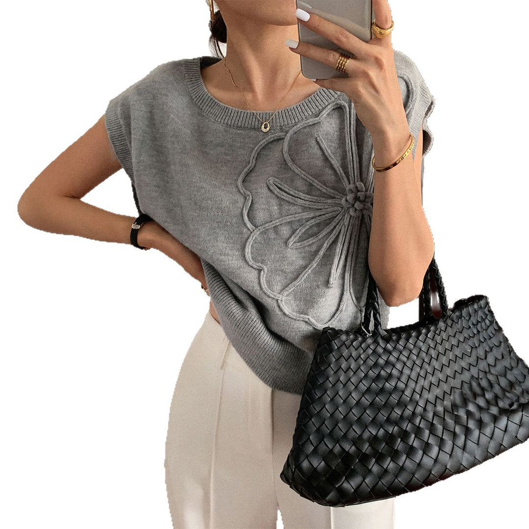 Damen Strickoberteil mit floralem Reliefdesign Drune