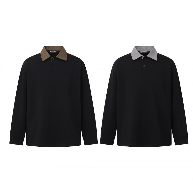 Herren Oversize-Poloshirt im Sweatshirt-Stil mit kontrastierendem Kragen Drune