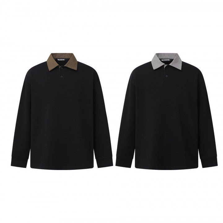 Herren Oversize-Poloshirt im Sweatshirt-Stil mit kontrastierendem Kragen Drune