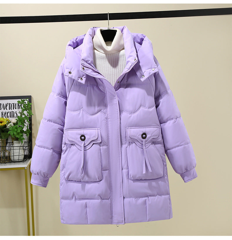 Damen Lange Pufferjacke mit praktischem Kapuzenkragen und großen Taschen Drune