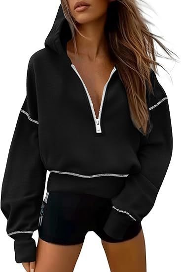 Damen lässiger Hoodie mit goldenen Akzenten und hohem Kragen Drune