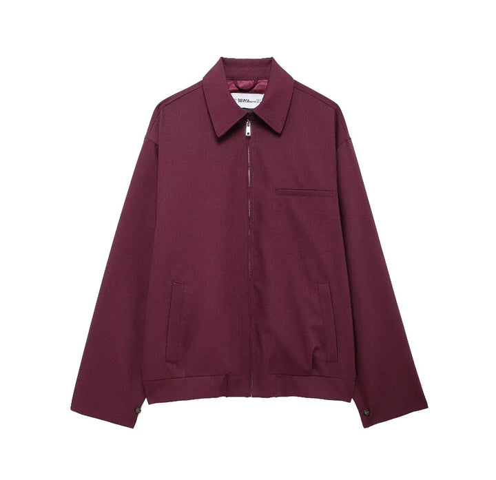 Herren nan minimalistische Harrington-Jacke mit durchgehendem Reißverschluss, Hemdkragen und Brustleistentasche Drune
