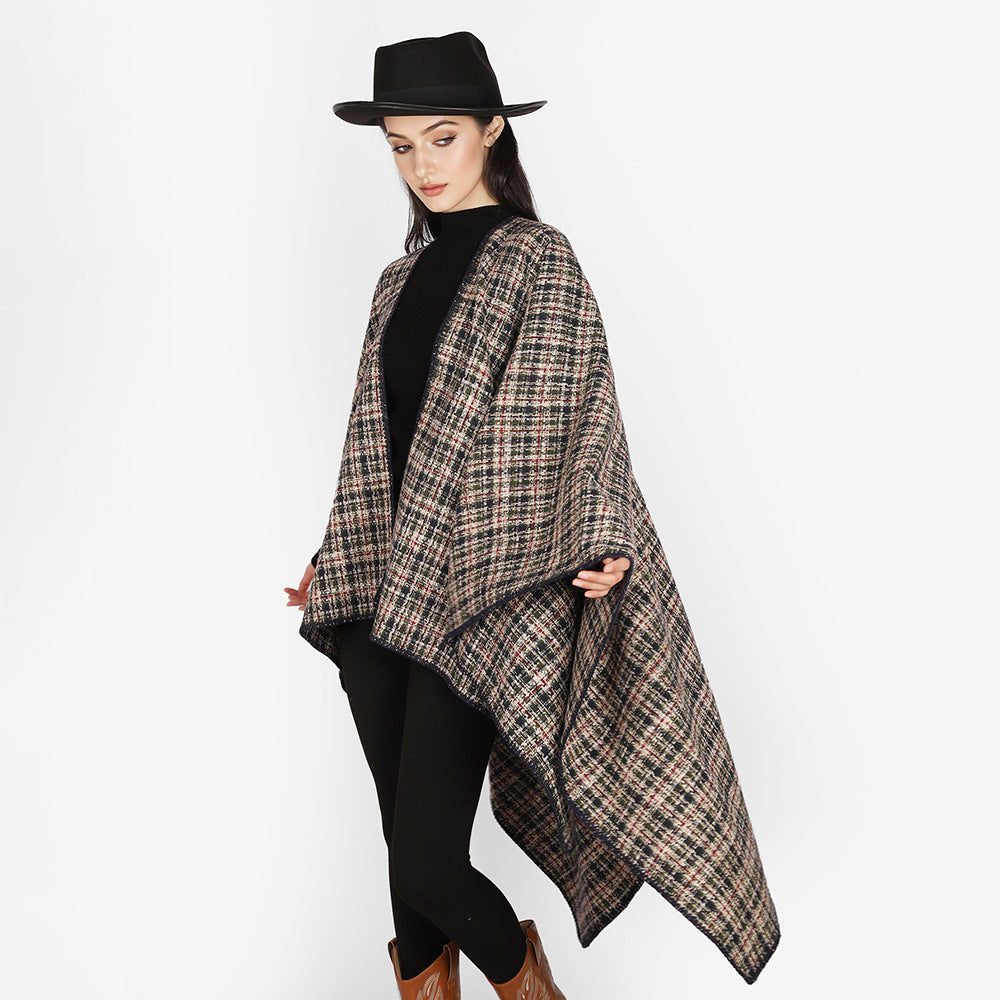 Damen Tweed-Cape mit V-Ausschnitt und Bouclé‑Struktur Drune